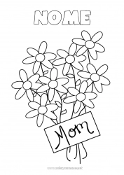 Página de desenho infantil Flores Mamãe Feliz Aniversário