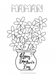 Coloriage enfant Fleurs Maman Bonne fête