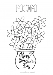 Child coloring page Flowers Mum Happy feast day !