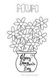 Free colouring Flowers Mum Happy birthday