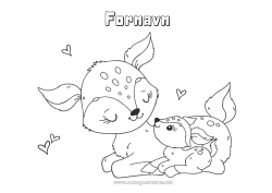 Gratis fargelegging Søt Mamma God fest! Jeg elsker deg. Dyr Hjort Skogsdyr Dyrebaby