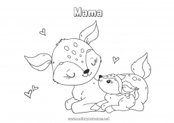 Kinder-Malvorlage Niedlich Mama Frohes Fest Ich liebe dich Tier Hirsch Waldtiere Tierbaby