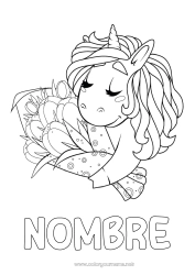 Dibujo libre Flores Feliz día de fiesta Unicornio Animales Dragones, unicornios y animales fantásticos
