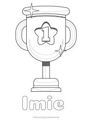 Kolorowanka dla dziecka Sport Puchar, trofeum, medal. Zawody i nagrody Pierwsze miejsce - zwycięzca