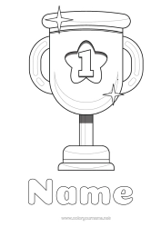 Colouring to customise Sport Cup, Trophy, Medal Competitions And Awards First Place - Winner