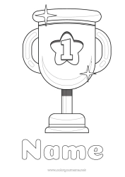 Free drawing Sport Cup, trophy, medal Competitions and Rewards First place - winner