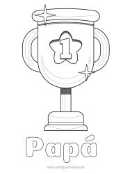 Colorear gratis Sport Copa, trofeo, medalla Competitions and Rewards Primer lugar - ganador