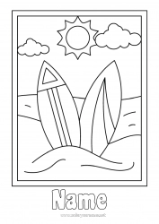 Free coloring Sport Summer Sea Easy coloring pages Surf Nautical sports