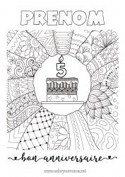 Coloriage gratuit Bougie Gâteau Anniversaire Mandala Coloriages complexes Joyeux anniversaire (français) Message Age fêté personnalisable