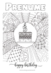 Desen liber de colorat Lumânare Tort Aniversare Mandala Desene de colorat complexe La mulți ani! Vârstă personalizabilă de sărbătorit