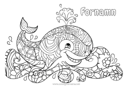 Gratis färgläggning Mandala Val Djur Mellannivå färgläggningar Marina djur eller vattenlevande djur