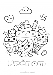 Coloriage gratuit Gourmandises, sucreries Glace Cupcake Coloriages intermédiaires