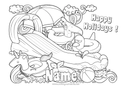Free drawing Unicorn Summer Toys Dragons, unicorns and fantastic animals Parasol, Beach umbrella Buoy Games and toys Pool