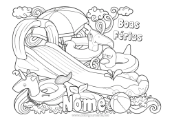 Desenho grátis Unicórnio Verão Brinquedos Dragões, unicórnios e animais fantásticos Guarda-sol Boia Jogos e brinquedos Piscina