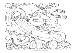 Disegno gratuito Unicorno Estate Giocattoli Draghi, unicorni e animali fantastici Ombrellone Boa Giochi e giocattoli Piscina