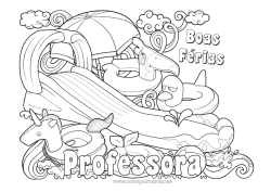 Desenho grátis Unicórnio Verão Brinquedos Dragões, unicórnios e animais fantásticos Guarda-sol Boia Jogos e brinquedos Piscina Jogos ao ar livre Tobogã