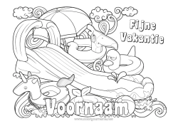 Kleurplaat voor kinderen Eenhoorn Zomer Speelgoed Draken, eenhoorns en fantastische dieren Parasol Reddingsboei Spellen en speelgoed Zwembad
