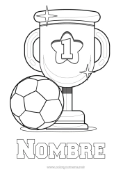 Colorear para personalizar Fútbol Balón de fútbol Sport Copa, trofeo, medalla Campeón Dibujos fáciles para colorear Deportes en equipo Competitions and Rewards Balonmano Primer lugar - ganador