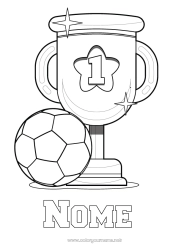 Desenho para personalizar Futebol Bola de futebol Esporte Copa, troféu, medalha Campeão Desenhos para colorir fáceis Sports d'équipe Competições e Prêmios