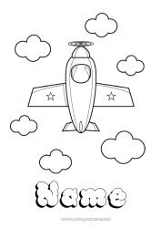 Colouring to customise Aeroplane Vehicles Easy Colouring Pages Aerial Vehicles