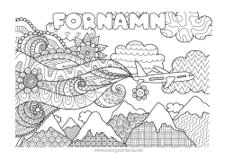 Gratis färgläggning Flygplan Fordon Komplexa målarbilder Luftfartyg