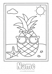 Free coloring Pineapple Fruits Easy coloring pages