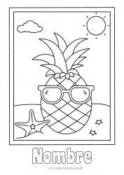 Colorear gratis Piña Frutas Dibujos fáciles para colorear