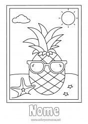 Colorare per personalizzare Ananas Frutta Disegni da colorare facili