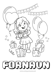 Gratis tegning Gaver Bursdag Ballonger Jente
