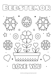Farvelægningssiden for børn Blomster Mor Bedstemor God fest Jeg elsker dig. 