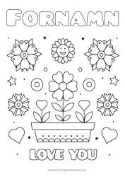 Färgläggningssida att anpassa Blommor Mamma Mormor Grattis på födelsedagen Jag älskar dig. 