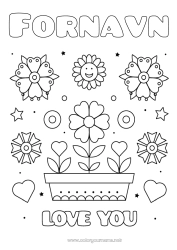 Gratis farvelægning Blomster Mor Bedstemor God fest Jeg elsker dig. 