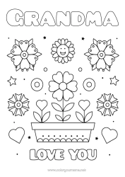 Free coloring Flowers Mum Grandma Happy feast day ! I love you 