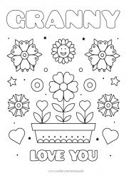 Child coloring page Flowers Mum Grandma Happy feast day ! I love you 