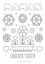 Coloriage enfant Fleurs Maman Mamie Bonne fête Je t'aime 