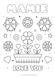 Coloriage enfant Fleurs Maman Mamie Bonne fête Je t'aime 