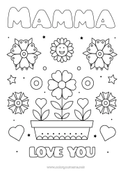 Färgläggningssida för barn Blommor Mamma Mormor Grattis på födelsedagen Jag älskar dig. 