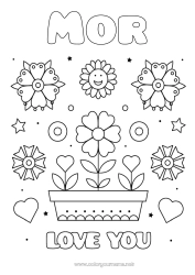 Farvelægningssiden for børn Blomster Mor Bedstemor God fest Jeg elsker dig. 