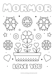 Färgläggningssida för barn Blommor Mamma Mormor Grattis på födelsedagen Jag älskar dig. 