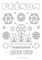 Coloriage gratuit Fleurs Maman Mamie Bonne fête Je t'aime 