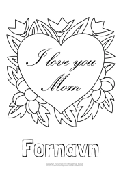 Gratis fargelegging Blomster Hjerte Mamma God fest! Stort hjerte