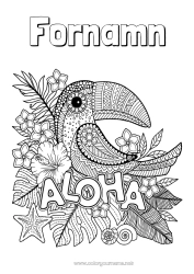 Färgläggningssida att anpassa Mandala Fågel Djur Tukan Antistress Fåglar och flygande däggdjur Hawaii