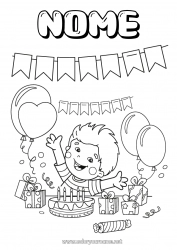 Desenho grátis Bolo Aniversário Festa Menino