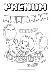 Coloriage gratuit Gâteau Anniversaire Fête Garçon