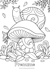 Pagină de colorat gratuită Toamnă Animal Ciupercă Melc Zentangle