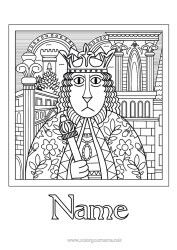 Free colouring Cat Animal Complex colouring pages Dogs and cats King