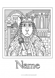 Free coloring Cat Animal Complex coloring pages Dog and cat King