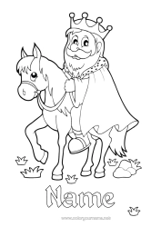 Free colouring Castle Horse Animal Farm animals King