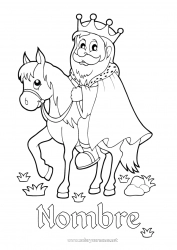 Colorear gratis Castillo Caballo Animales Animales de granja Rey