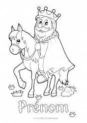 Coloriage gratuit Château Cheval Animal Animaux de la ferme Roi